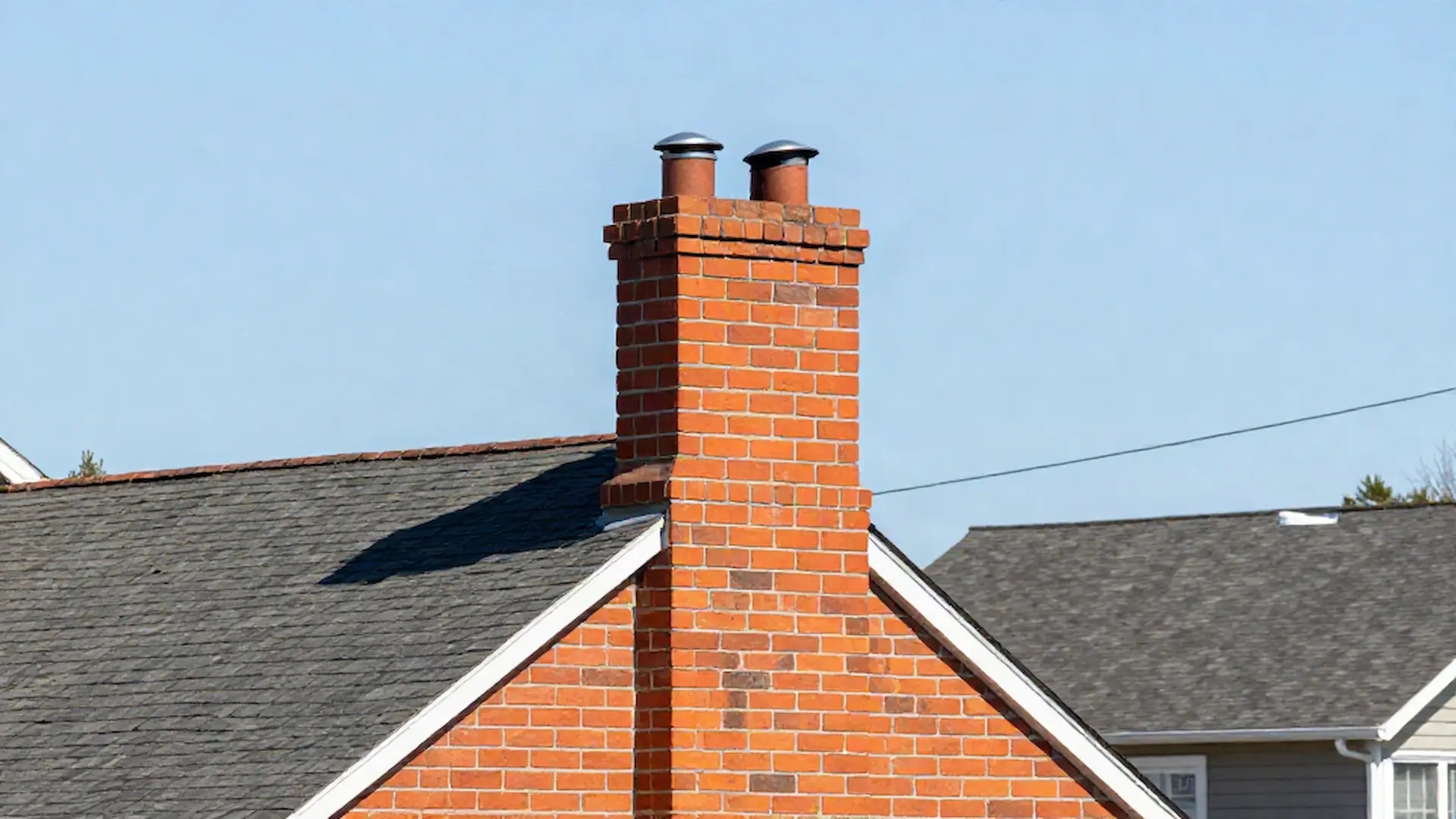 Brick chimney on a home served by Prairie Grove Chimney Service in Chicago, IL